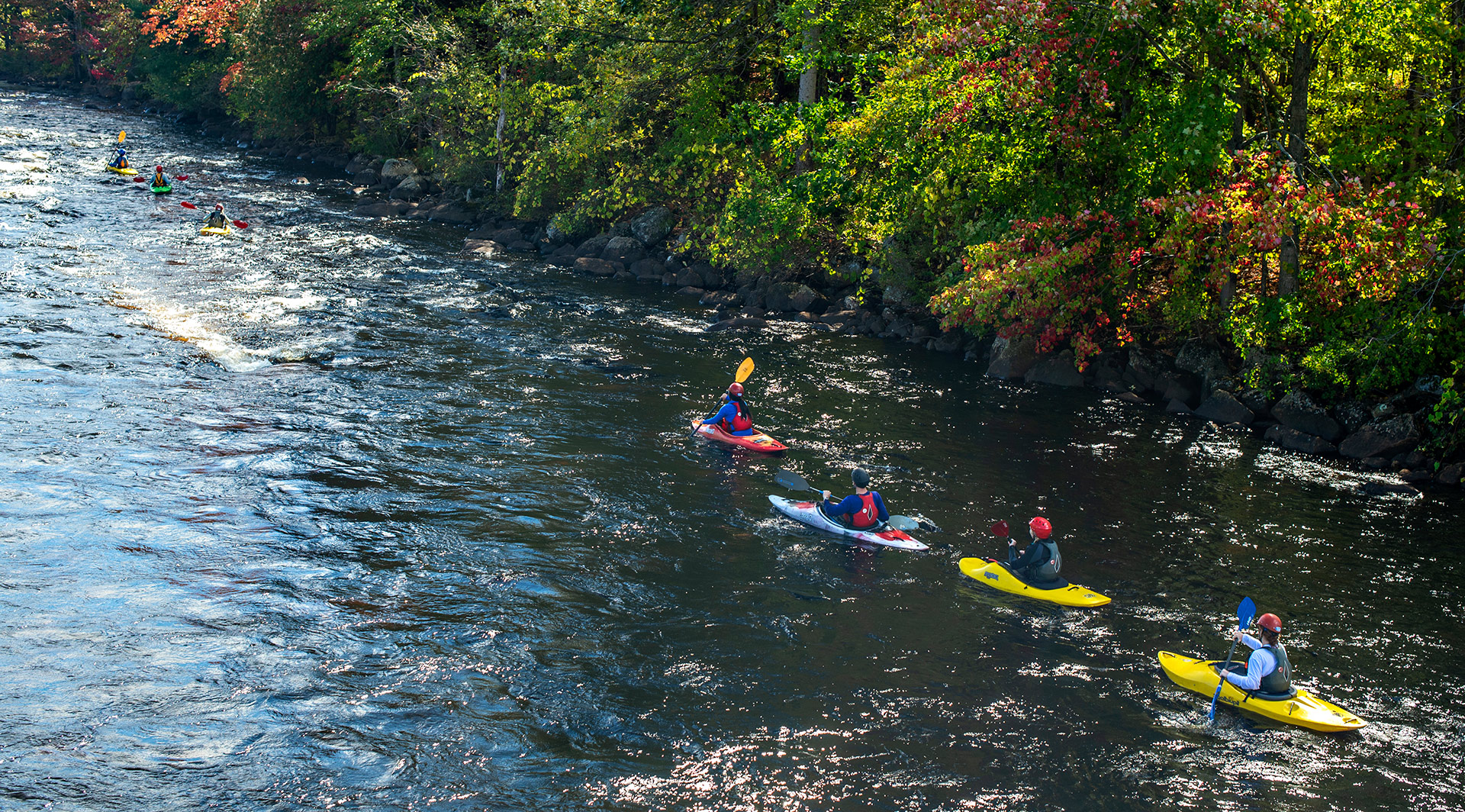 People kayaking