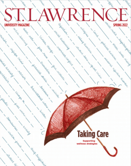 St Lawrence magazine cover with red umbrella spring 2022