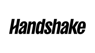 The Handshake logo, which consists of the word Handshake in a black font that leans slightly forwards.