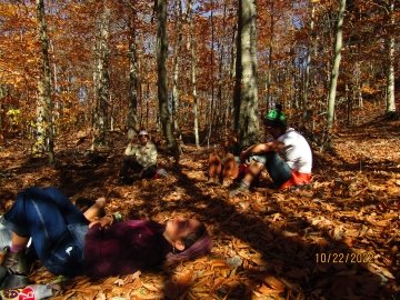 Arcadians take a hard-earned lunch break after a morning of trailwork.