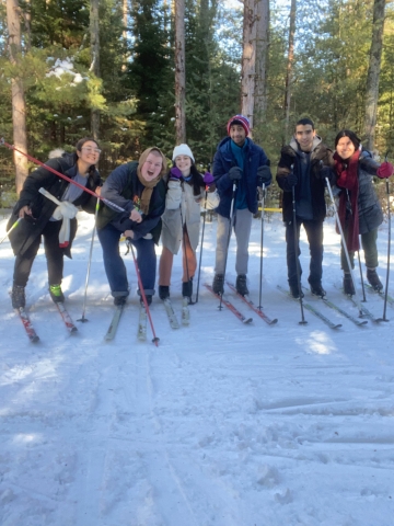 St. Lawrence international students get ready to cross-country ski at Higley Flow State Park