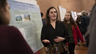 A Saint Lawrence student explains their research featured on their poster.