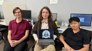 Nikolai Edkov ’27, JJ Ignac ’27, and Leon Lin ’26 (as depicted left to right), competed at the Rochester Institute of Technology (RIT) alongside seven other teams from RIT