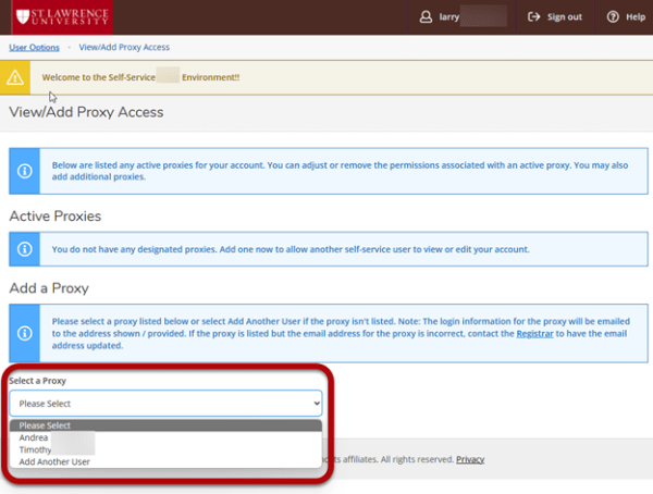 Screenshot showing the dropdown menu options for selecting a proxy in APR2